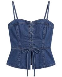 Reformation - Top Clayten Con Peplum Y Cordones - Lyst