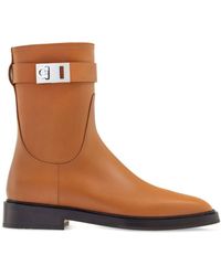 Ferragamo - Gancini-detail Leather Ankle Boots - Lyst