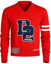 DSquared² - Shetland Embroidery V-Neck Knitted Sweater - Lyst