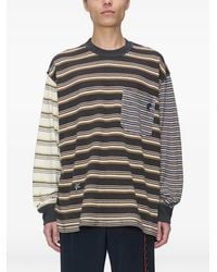Song For The Mute - Tictac Panelled Striped Sweater - Lyst