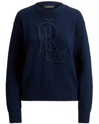 Ralph Lauren - Embroidered-Logo Cotton Sweater - Lyst