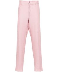 Tagliatore - Pressed-crease Linen Tapered Trousers - Lyst