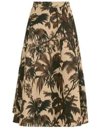 Oscar de la Renta - Chiné Palm Leaves Skirt - Lyst