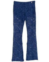 Blugirl Blumarine - Lace Logo-Plaque Flared Trousers - Lyst