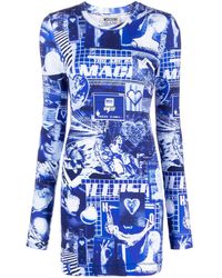 Moschino Jeans - Graphic Print Long Sleeve Dress - Lyst