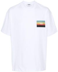 MSGM - Katoenen T-shirt Met Geborduurd Logo - Lyst