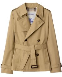 Burberry - Cotton Blend Trench Jacket - Lyst