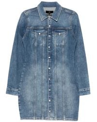 7 For All Mankind - Long-Sleeve Button-Up Mini Dress - Lyst