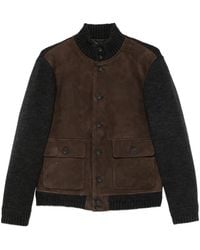 The Jack Leathers - Suede Panelled Knitted Jacket - Lyst