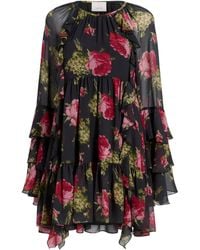 Cinq À Sept - Emelia Mini-Jurk Met Ruches En Barokrozen - Lyst