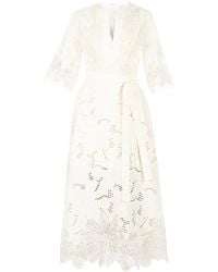 Elie Saab - Abito Midi Con Ricamo - Lyst