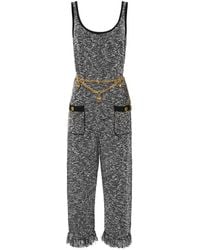 Elisabetta Franchi - Jumpsuit aus Bouclé mit Fransen - Lyst