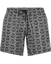 Philipp Plein - Monogram-Print Swim Shorts - Lyst