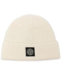 Stone Island - Berretto A Coste Con Patch Logo - Lyst