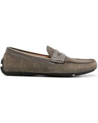 Emporio Armani - Perforated Suede Loafers - Lyst