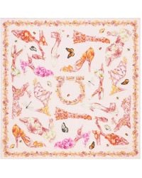 Ferragamo - Eden Shoes-Print Silk Scarf - Lyst