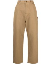Miu Miu - Logo-Patch Straight-Leg Cotton Trousers - Lyst