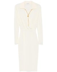Elisabetta Franchi - Padlock-Detail Long-Sleeve Midi Dress - Lyst