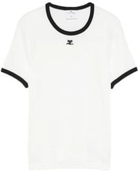 Courreges - Signature Logo-Patch Contrast-Trim T-Shirt - Lyst