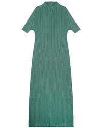 Pleats Please Issey Miyake - March Pleated Short-Sleeve Midi Dress - Lyst
