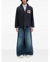KENZO - Floral-Embroidered Button-Up Shirt Jacket - Lyst