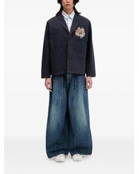 KENZO - Floral-Embroidered Button-Up Shirt Jacket - Lyst