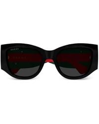 Gucci - Stripe Logo Geometric Sunglasses - Lyst