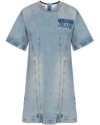Moschino - Robe-Chemise En Jean À Logo Imprimé - Lyst