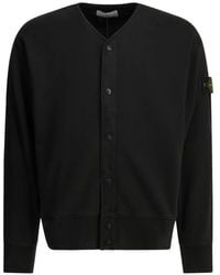Stone Island - Logo-Patch Button-Up Sweater - Lyst