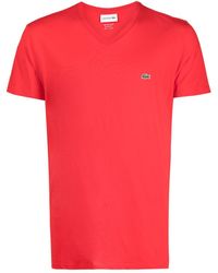 Lacoste - Logo-embroidered Cotton T-shirt - Lyst