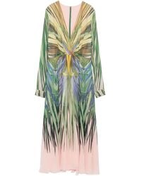 Elie Saab - V-Neck Printed Dress - Lyst