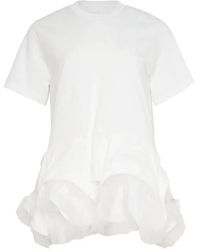 Noir Kei Ninomiya - T-Shirt Péplum À Volants - Lyst