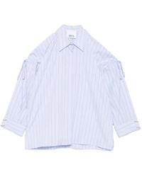 Erika Cavallini Semi Couture - Pinstripe Cold-Shoulder Shirt - Lyst