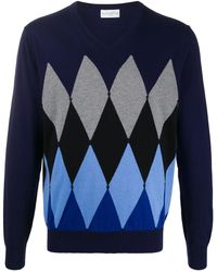 Ballantyne Argyle Knit Jumper - Blue