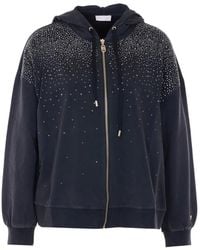 Liu Jo - Rhinestone-Embellished Zip-Up Hoodie - Lyst