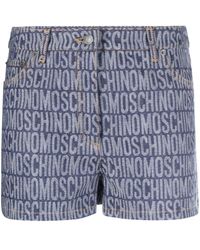 Moschino - Monogram-jacquard Denim Shorts - Lyst