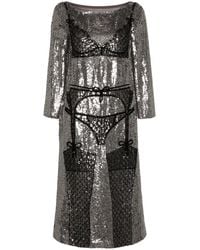 Wiederhoeft - Lingerie-Beaded Sequinned Midi Dress - Lyst