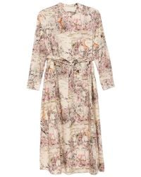 Momoní - Lorina Animal-Print Belted Cotton Midi Dress - Lyst