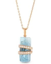 CLARA CHEHAB - Medium Elemental Aquamarine And Diamond Pendant Necklace - Lyst