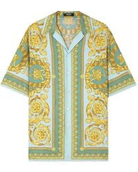 Versace - Camicia A Maniche Corte Con Stampa Barocco - Lyst