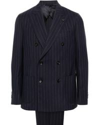 Lardini - Pinstriped Double-breasted Wool Suit - Lyst