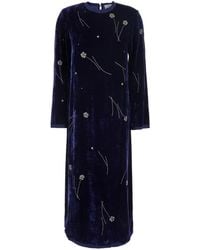 forte_forte - Fleurs D'Orient Bead-Embellished Velvet Midi Dress - Lyst