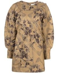 Ganni - Floral Jacquard Dress - Lyst