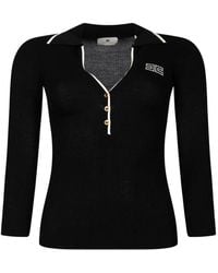Elisabetta Franchi - Ribbed-Knit Logo-Embroidered Sweater - Lyst