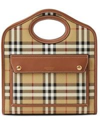 Burberry - Check-Patterned Canvas Mini Tote - Lyst