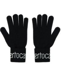 Roberto Cavalli - Logo-Intarsia Wool-Blend Gloves - Lyst
