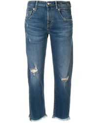 R13 Gerade Distressed-Jeans - Blau