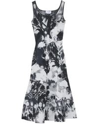 McQueen - Floral-Intarsia Sleeveless Midi Dress - Lyst