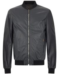 Moorer - Leather Bomber Jacket - Lyst