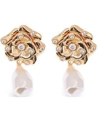 Self-Portrait - Flower Pearl Drop Earrings - Lyst